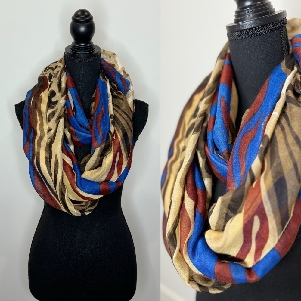 Animal Print Lightweight Sheer Multi-color Circle Scarf